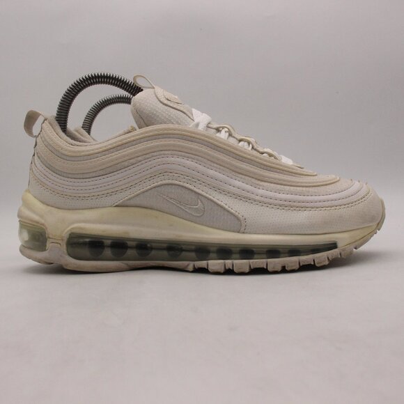 Nike Air Max 97 Youth 6 Women 7.5 Triple White Metallic Silver Shoes 921522-104 - Picture 1 of 9